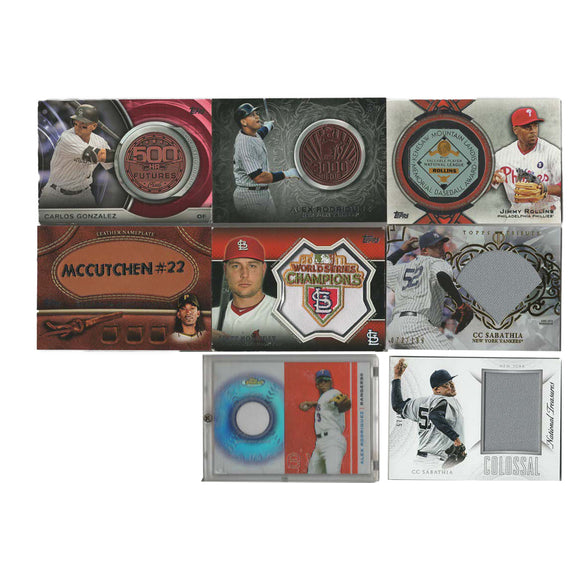 Lot of 8 MLB Game-Worn Jersey Baseball Cards