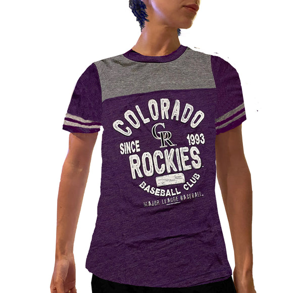 Womens Purple & Gray Colorado Rockies T-Shirt